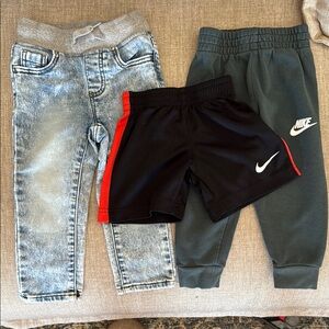 Jeans, Nike Kids Black shorts, and Gray Jogger LOT